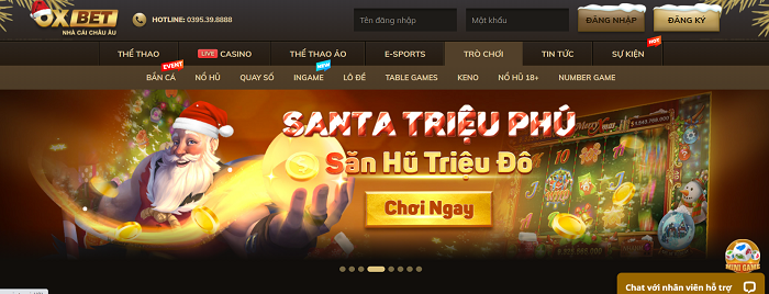 Giao diện đầy màu sắc bắt mắt trên Oxbet