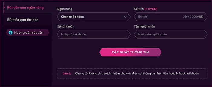 Rút tiền nhanh chóng trên nhà cái Nbet