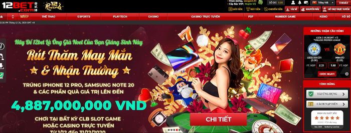 Giao diện 12Bet cực chất