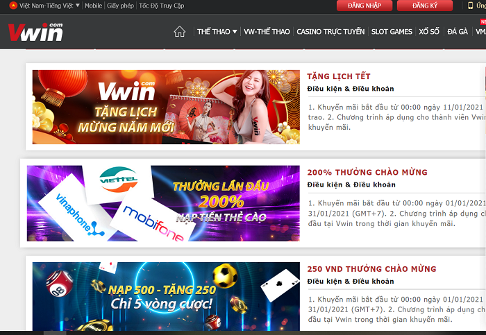 Vô số khuyến mãi hấp dẫn Vwin dành cho khách hàng