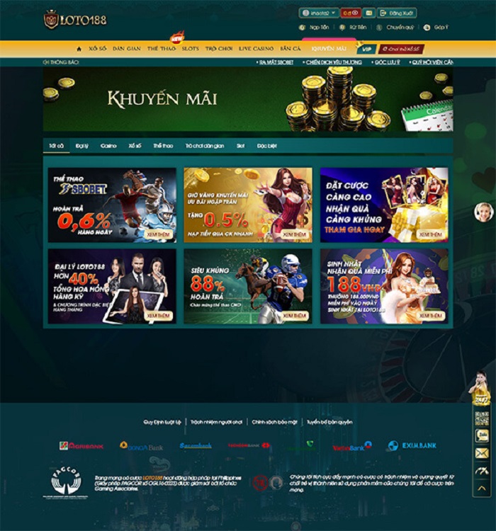 Khuyến mãi khủng trên nhà cái Loto188