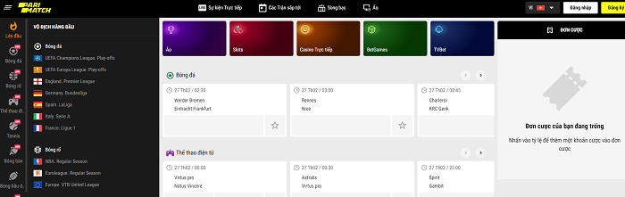 Trang chủ của nhà cái Parimatch