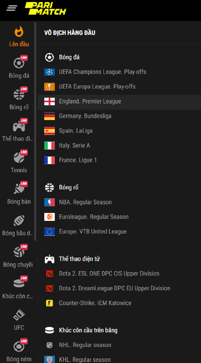 Các môn thể thao hấp dẫn