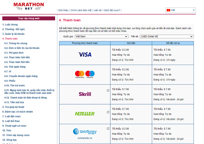 Hỗ trợ nhiều hình thức nạp rút tiền