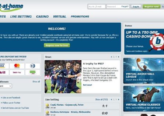 Giao diện đơn giản của Bet-at-home