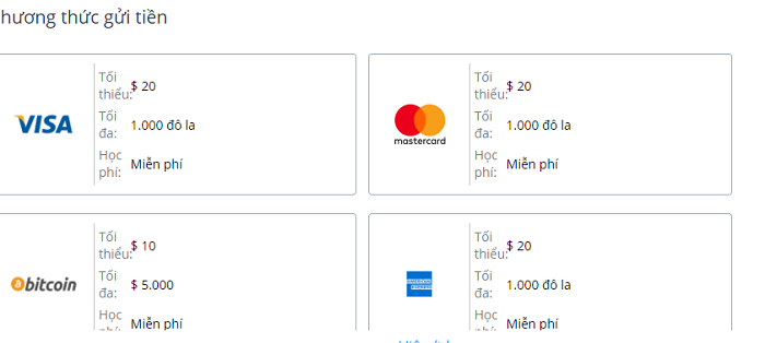 Nạp tiền vào tài khoản Bovada