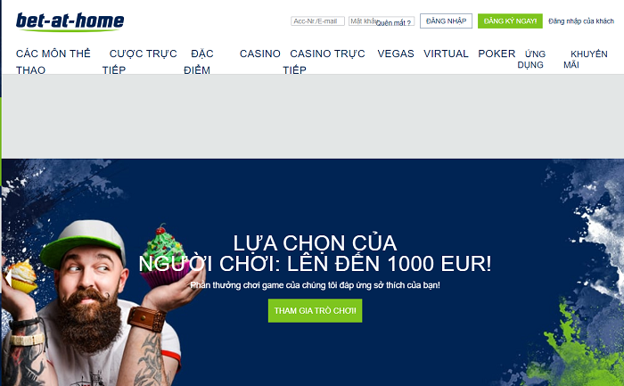 Đăng ký ngay tài khoản Bet-at-home để trải nghiệm nhé!