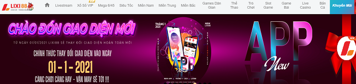 Giao diện mới hấp dẫn của Lixi88