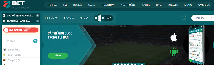 22Bet trên nền tảng di động