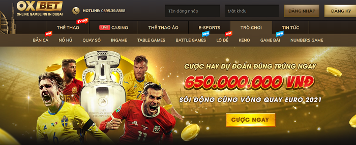 Giao diện sắc màu của Oxbet