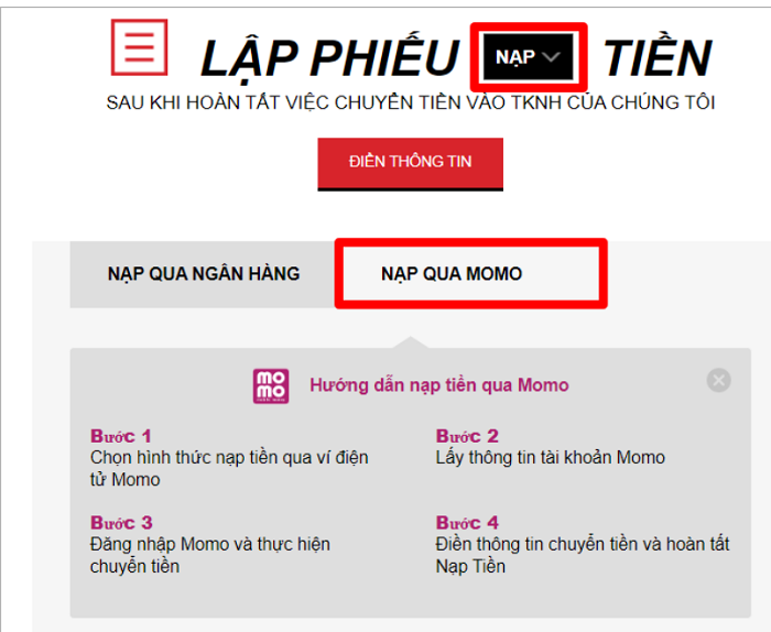 Có 2 cách nạp tiền vào nhà cái 388Bet