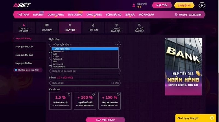 Nbet hướng dẫn nạp tiền phổ thông