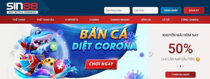 Hướng dẫn nạp tiền tại Sin88