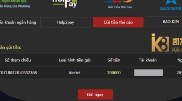 Nạp tiền bằng thẻ cào