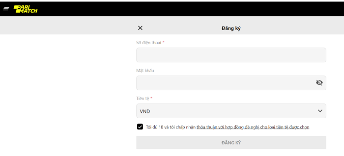 Đăng ký Parimatch trên nền tảng máy tính