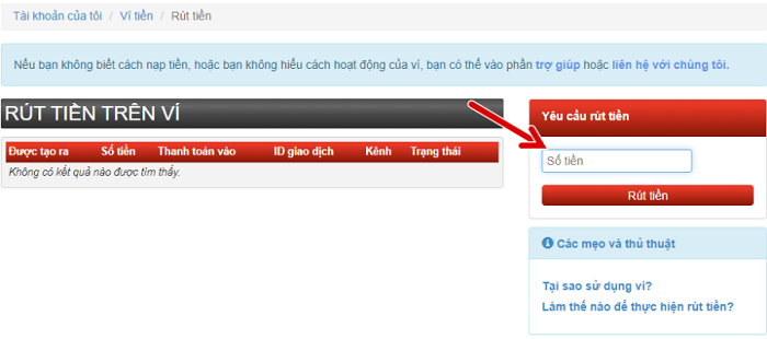 Rút tiền tại M-bet