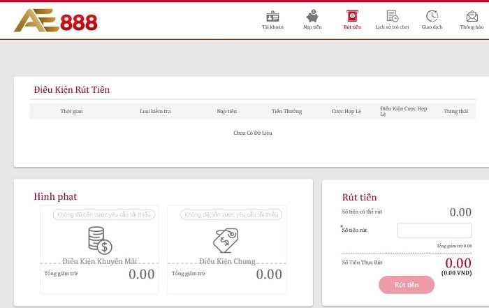 Hướng dẫn rút tiền tại AE888