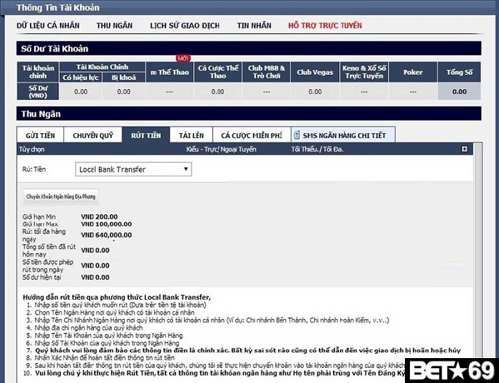 M88 hỗ trợ người chơi rút tiền nhanh chóng