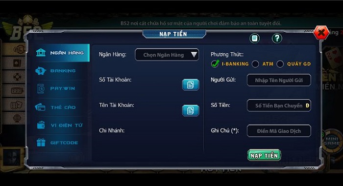 Giao dịch nạp rút nhanh chóng