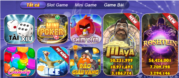 Giao diện các trò chơi tại SumVip